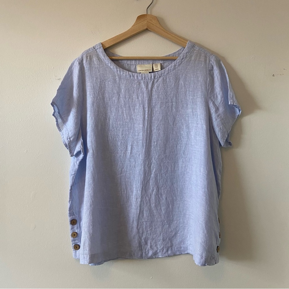 2/$35 Cynthia Rowley Pale Blue Linen Top